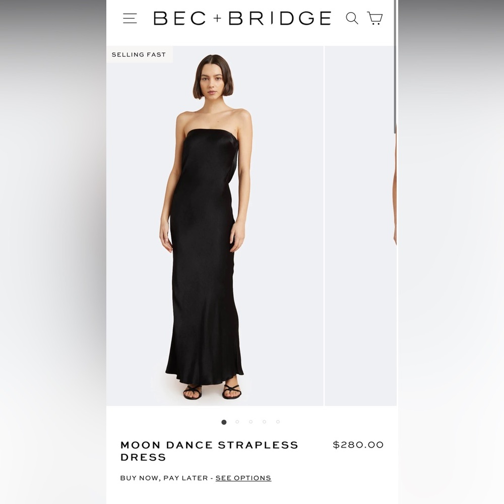 Bec and bridge moondance strapless dress featuring low cowl back. Worn once.